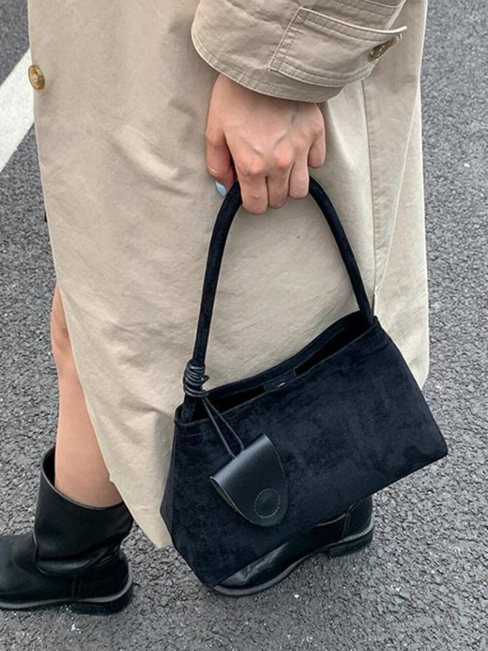Minimalist Hobo Shoulder Bag | Everyday Faux Leather Tote - Picture 5 of 16